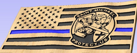 Saint Michael Thin Blue Line American Flag